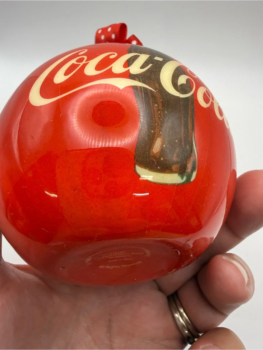 Coca Cola Red Holiday Ornament with Branded Bow